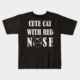 Cute cat with red nose Kids T-Shirt